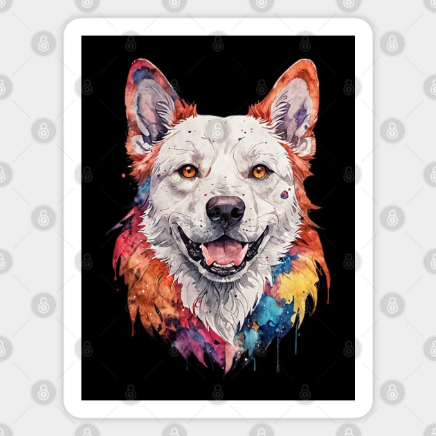 Colorful water paint style dog Magnet by T-Shirt Paradise